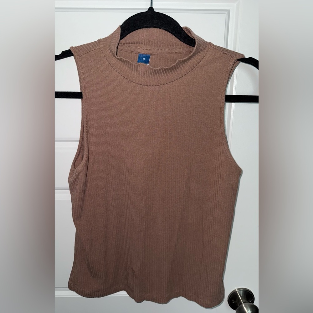 Old Navy Brown Ribbed Mock Neck Tank